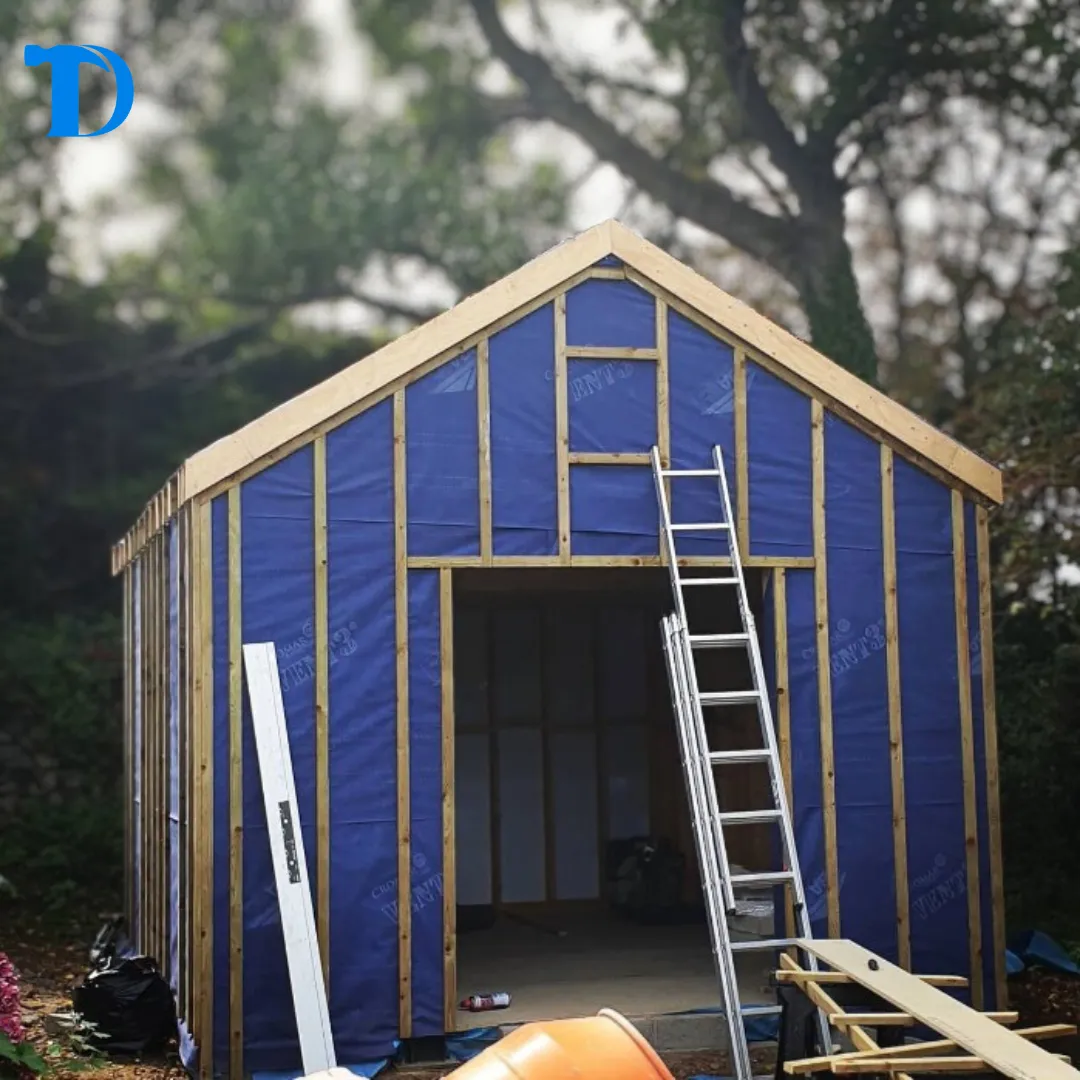 Timber-frame construction with breather membrane