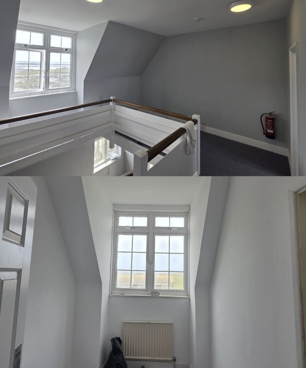 Refurbished upper landing and finished corridor spaces