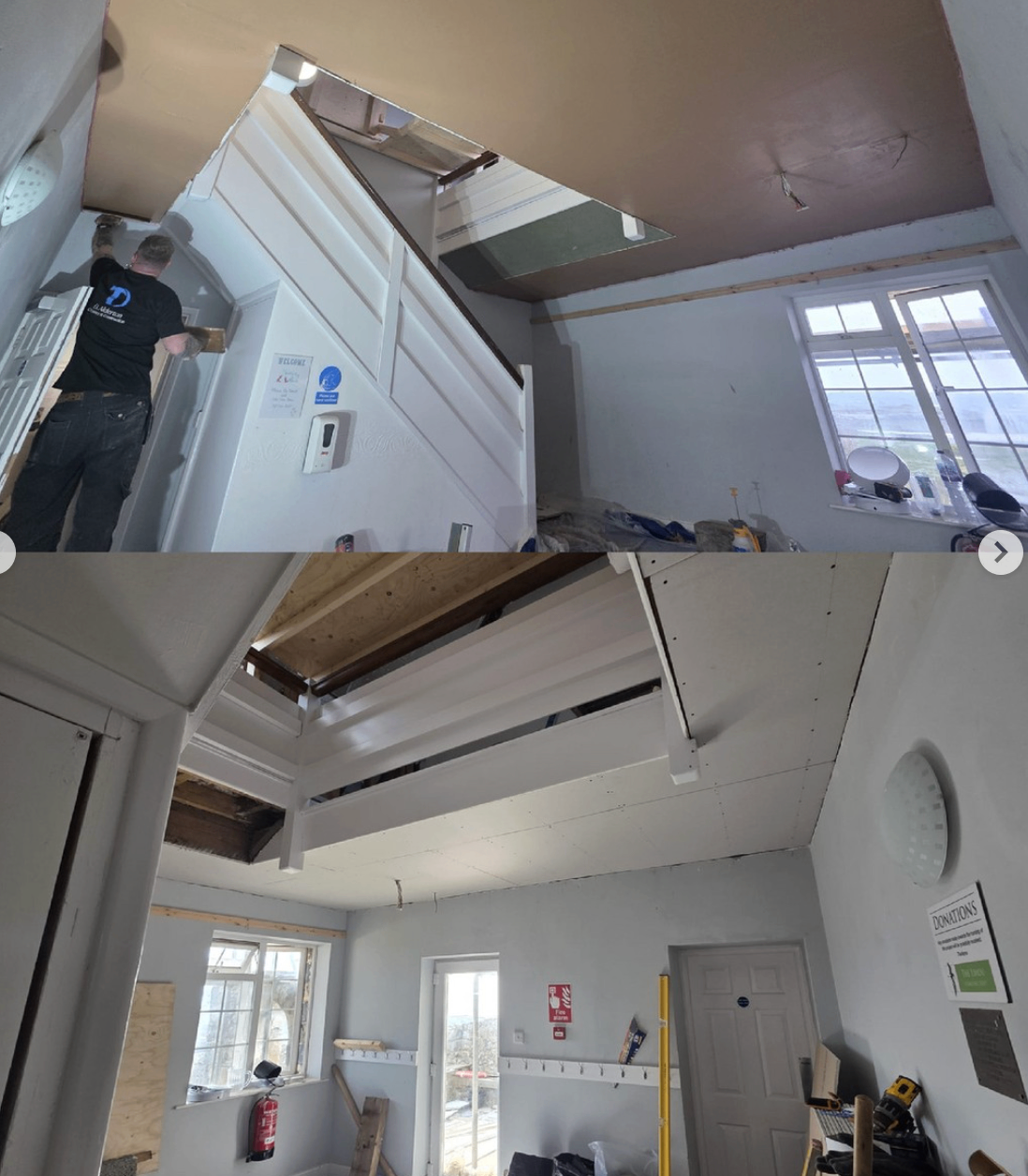 Ceiling opening and early-stage internal works in progress