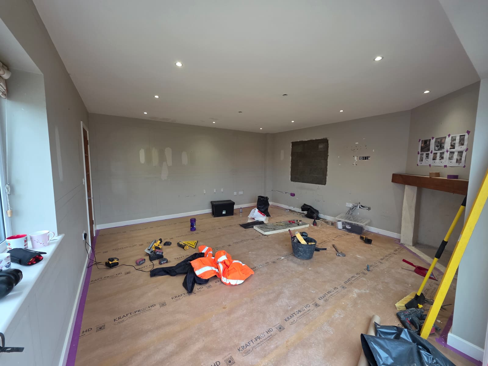 Panelling installed and prepared ready for decoration