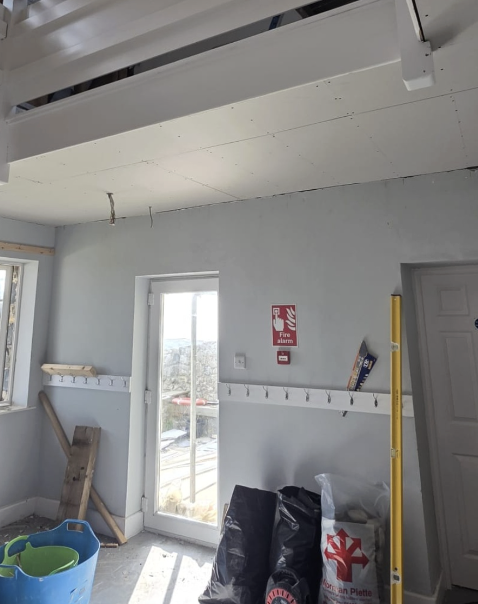 New ceiling boarding installed beneath the gallery area